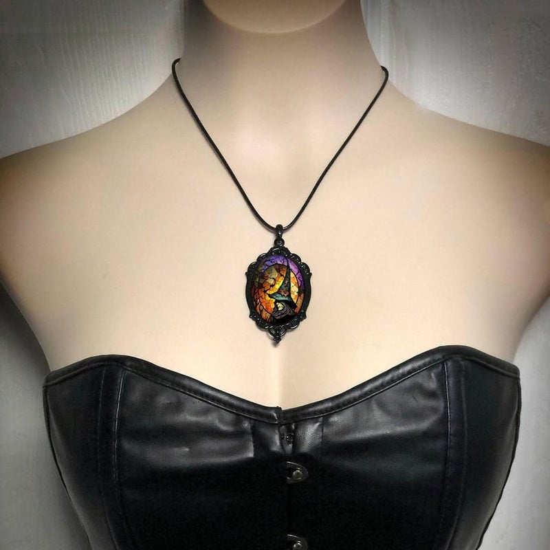 MIFYNN Gothic Bat Glass Pendant Necklace for Women Vintage Gothic Rope Chain Witch Bat Choker Dark Punk Style Necklace Victoria Emboss Necklaces Mystic Witch Jewelry Accessories - Image 1